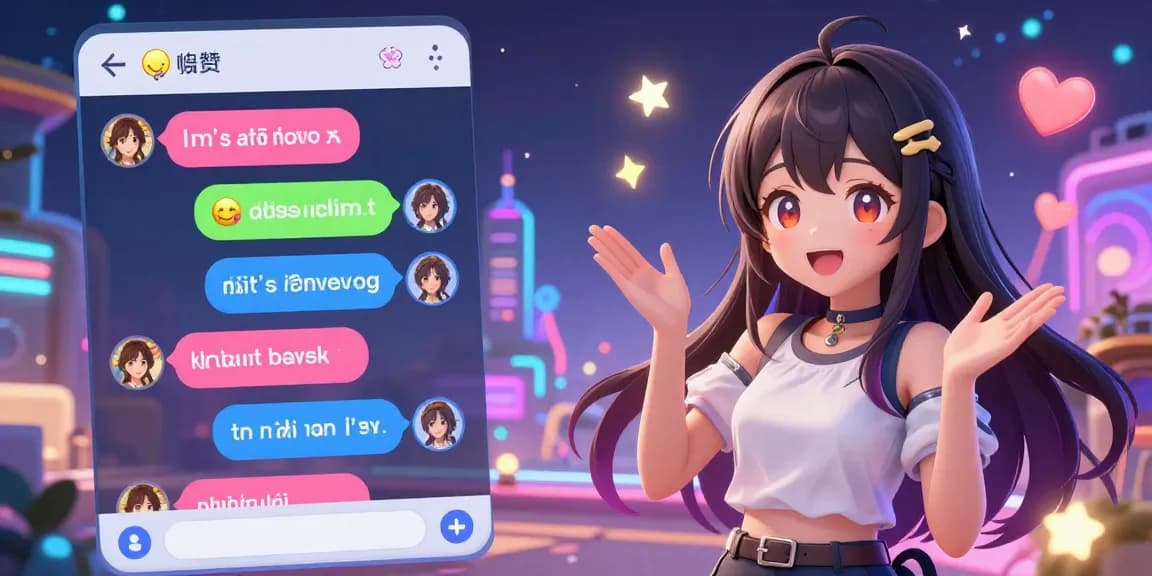 Engaging hentai ai chat experience with lively anime character in vibrant digital environment.