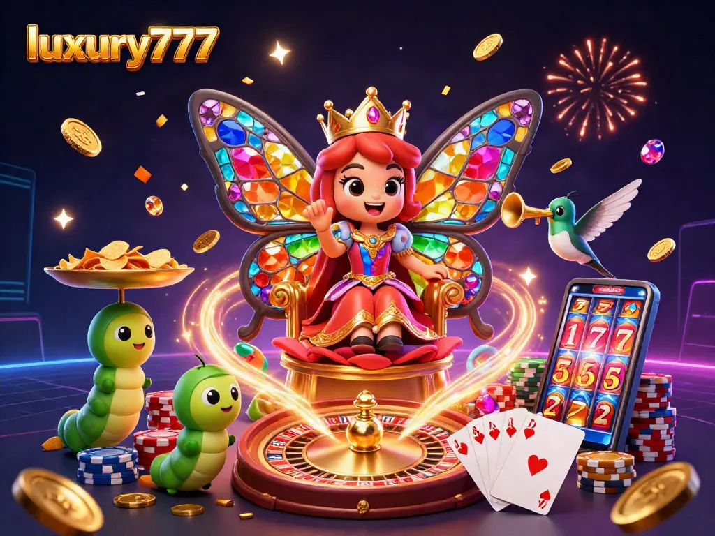 Experience winning strategies and gameplay with luxury777 through vibrant casino-themed 3D digital art.