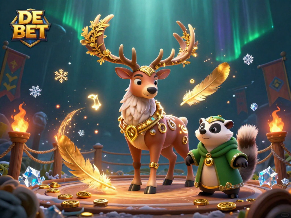 Experience the magic of DE BET in a vibrant, animated casino scene featuring mystical characters.