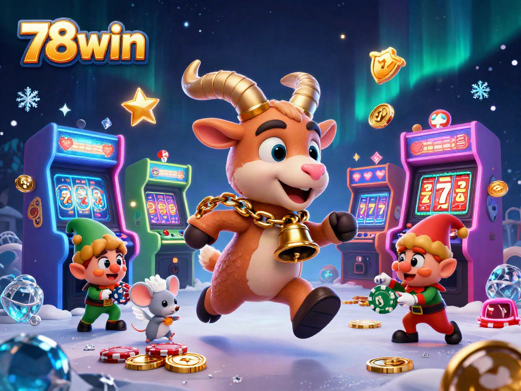 Experience excitement at 78win with a captivating holiday-horror casino scene filled with animated characters.