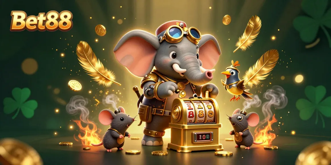 Experience the thrill of Bet88's casino world with dynamic steampunk characters and slot machines.