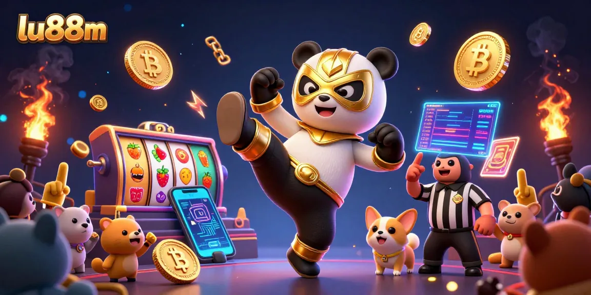 Experience excitement at lu88m with thrilling slot reels and a wrestling panda in action.