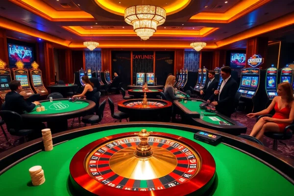 Experience the excitement of ww88 with vibrant poker tables, a roulette wheel, and thrilling slot machines.