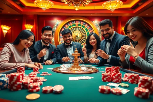 The engaging casino scene displays gamblers at the table with cards and chips, highlighting excitement at https://rr8888.in.net/.