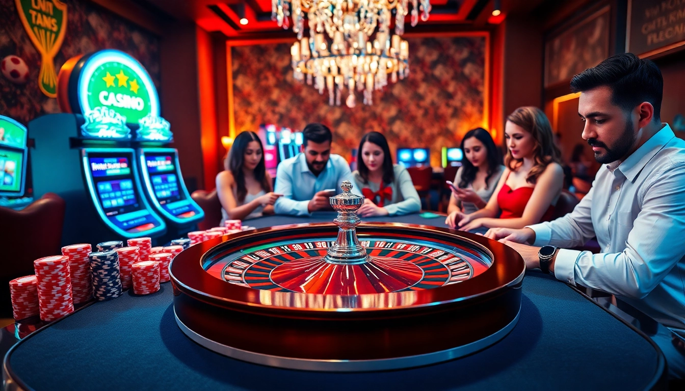Exciting gambling experience at Vaoluoi TV with poker chips and roulette wheel.