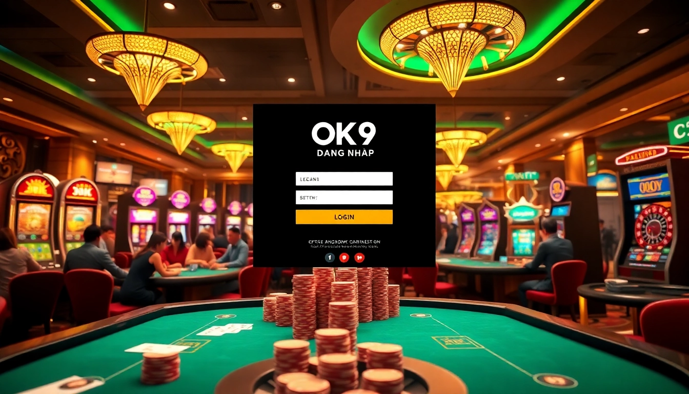 Experience seamless access at OK9 Dang Nhap with vibrant casino visuals and engaging gameplay elements.
