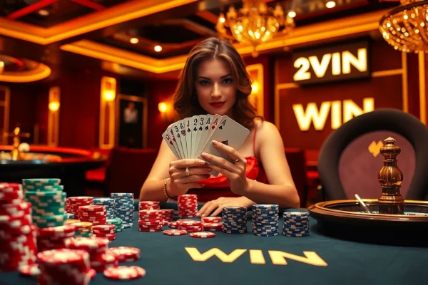 Winning at the poker table, experience luxury at 23 WIN casino with exciting games and vibrant chips.