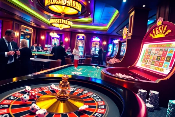 Players enjoying high-stakes games at a luxurious casino, highlighting the nohu90 gaming experience.