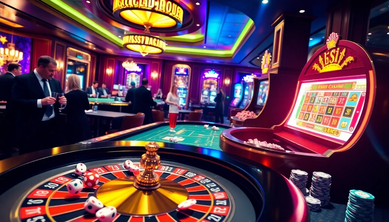 Players enjoying high-stakes games at a luxurious casino, highlighting the nohu90 gaming experience.