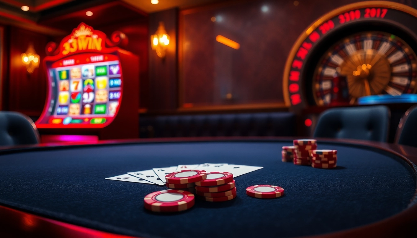 Experience the thrilling atmosphere of online gambling with 33win's vibrant casino scene.