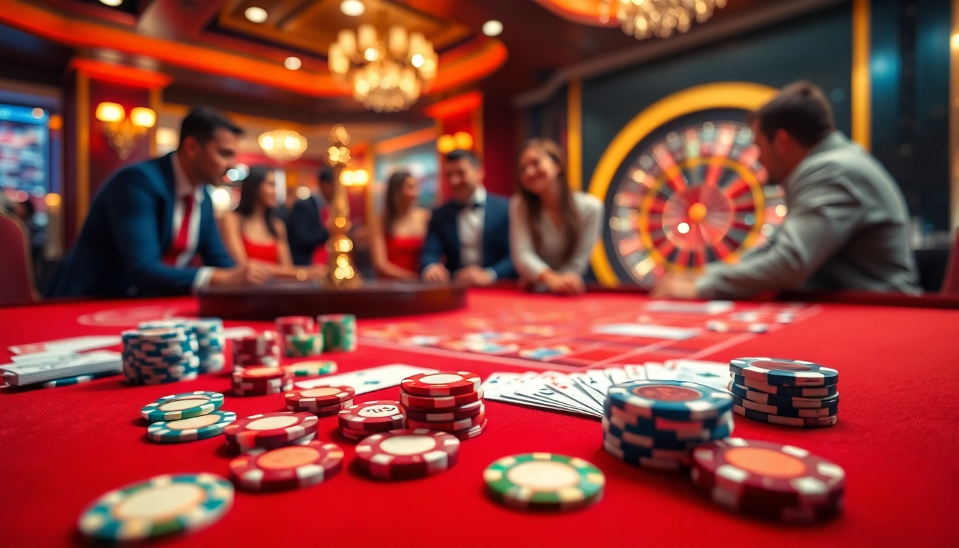 Experience the thrill of gambling at 789bet with a vibrant casino table showcasing poker and roulette.