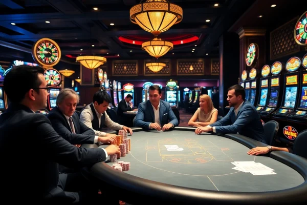 Engage in thrilling poker gameplay at https://kjc.football/ with vibrant chips and a stylish casino setting.