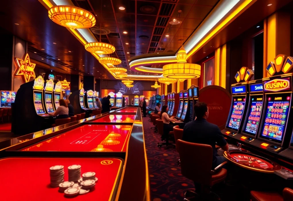 Kuwin's exciting online casino gaming setting with vibrant tables and engaging players.