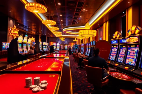 Kuwin's exciting online casino gaming setting with vibrant tables and engaging players.